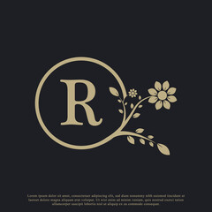 Circular Letter R Monogram Luxury Logo Template Flourishes. Suitable for Natural, Eco, Jewelry, Fashion, Personal or Corporate Branding.