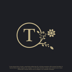 Circular Letter T Monogram Luxury Logo Template Flourishes. Suitable for Natural, Eco, Jewelry, Fashion, Personal or Corporate Branding.
