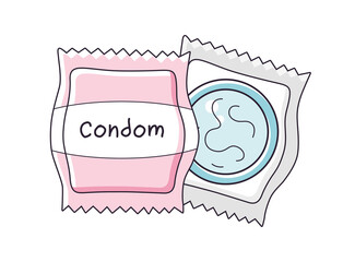 Condom packages isolated cartoon vector