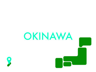 ポップな"OKINAWA"(沖縄)イメージ（ポップなデフォルメ日本地図アイコン）（白背景）