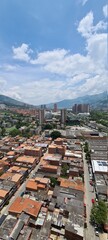 Bello, Antioquia, Colombia. March 25, 2021: Panoramic and urban landscape with buildings and facades in the city.