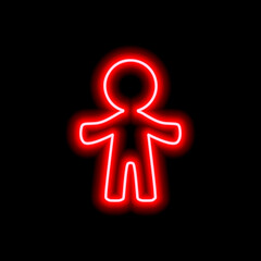 A simple neon red human contour on a black background.
