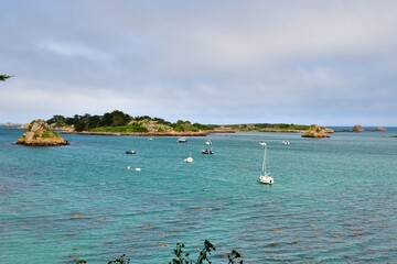 Beautiful seascape on the Brehat island in Brittany France