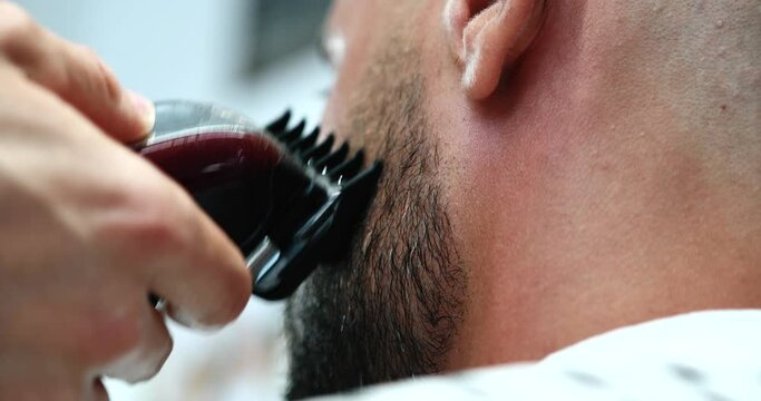 Men's beard haircut. Bottom view.