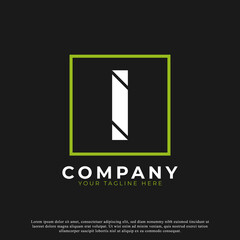 Simple Letter I Inside Square Modern Logo. Usable for Business and Branding Logos.