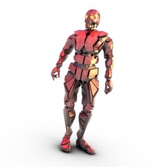 roter humanoider Roboter in stehender Pose