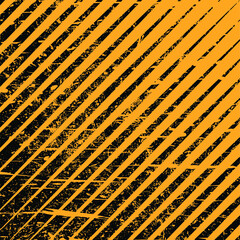 Grunge black diagonal triangles on yellow background. Dry brush strokes. Modern pattern. Distressed banner. Black isolated paintbrush sets. Dirty artistic design element for web, print, template