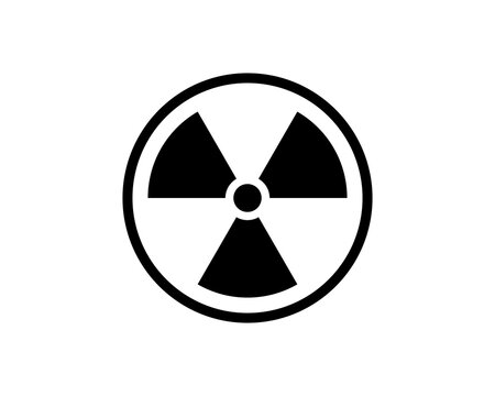 Radioactive icon nuclear symbol. Uranium reactor radiation hazard. Radioactive toxic danger sign design