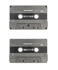 Old Vintage Audio cassette tape - both sides A and B isolated on a white background with Clipping Path