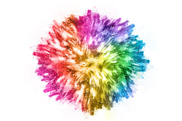 abstract powder splatted background. Colorful powder explosion on white background. Colored cloud. Colorful dust explode. Paint Holi.