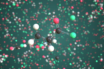 Molecule of acryloyl chloride, conceptual molecular model. Conceptual 3d rendering