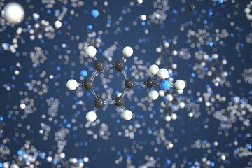 Molecule of benzylamine, conceptual molecular model. Conceptual 3d rendering