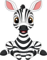 Fototapeta na wymiar Cartoon cute baby zebra sitting