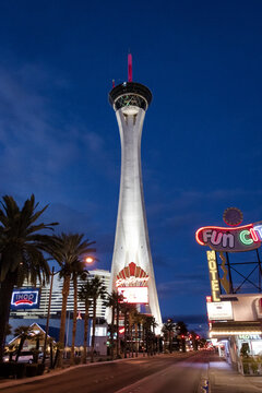 Stratosphere Hotel and Casino at night - Las Vegas, Nevada, USA