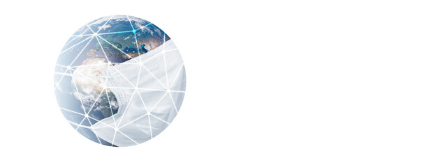 Planet earth is wearing a protective mask. 3d illustration