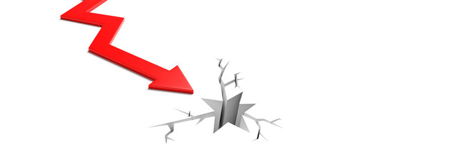 Econimical crisis concept. Spread in the world, economy is down. 3d illustration