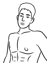 Fototapeta premium art drawing black and white of cute man for painting