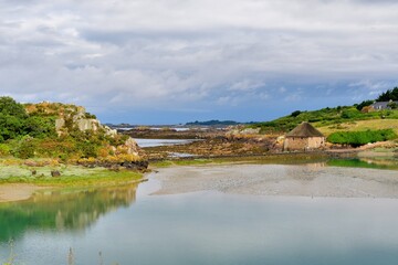 Fototapeta na wymiar Beautiful seascape on the Brehat island in Brittany. France