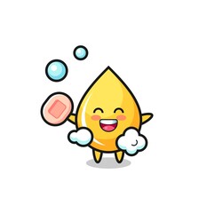 honey drop character is bathing while holding soap