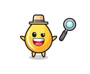 illustration of the honey drop mascot as a detective who manages to solve a case