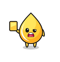 cartoon honey drop character as a football referee giving a yellow card