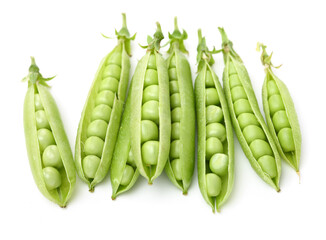 Fresh peas on white background