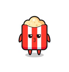 the bored expression of cute popcorn characters