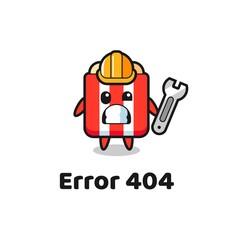 error 404 with the cute popcorn mascot