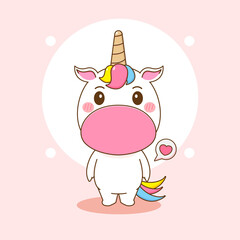 Cute unicorn character. Cartoon design illustration