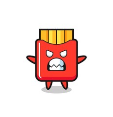 wrathful expression of the french fries mascot character