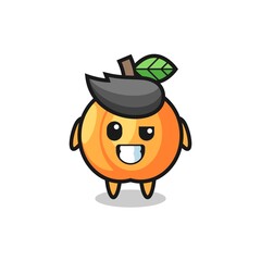 cute apricot mascot with an optimistic face