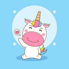 Cute unicorn character. Cartoon design illustration