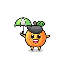 cute apricot illustration holding an umbrella