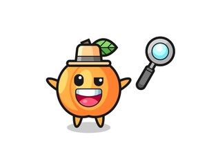 illustration of the apricot mascot as a detective who manages to solve a case