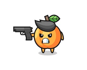 Obraz premium the cute apricot character shoot with a gun