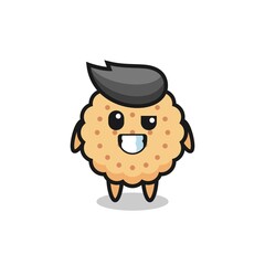 cute round biscuits mascot with an optimistic face