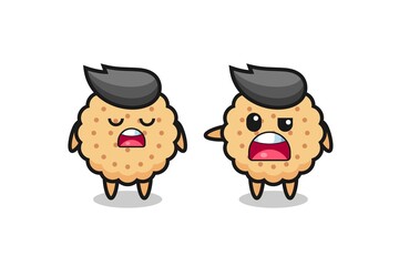 illustration of the argue between two cute round biscuits characters