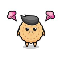 annoyed expression of the cute round biscuits cartoon character