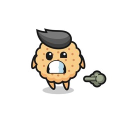 the illustration of the round biscuits cartoon doing fart