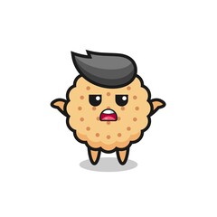 round biscuits mascot character saying I do not know