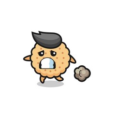 illustration of the round biscuits running in fear