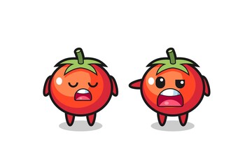 illustration of the argue between two cute tomatoes characters