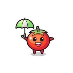 cute tomatoes illustration holding an umbrella