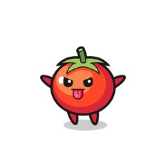 naughty tomatoes character in mocking pose
