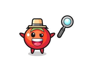 illustration of the tomatoes mascot as a detective who manages to solve a case