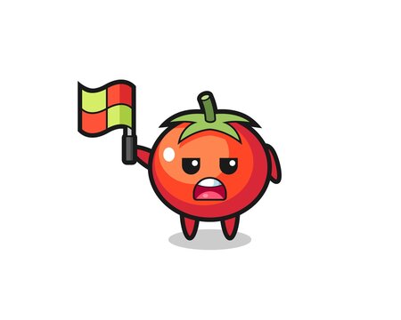 tomatoes character as line judge putting the flag up © heriyusuf