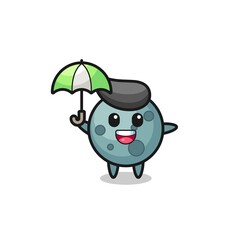 Fototapeta premium cute asteroid illustration holding an umbrella