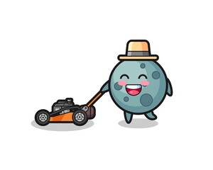 illustration of the asteroid character using lawn mower