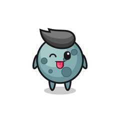 cute asteroid character in sweet expression while sticking out her tongue
