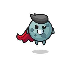 the cute asteroid character as a flying superhero